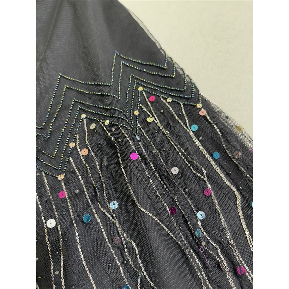 Black Skirt 6 Mesh Heavily Beaded Chain Whimsygoth Dressy Fringe Fairy Glam Y2K - Picture 16 of 16